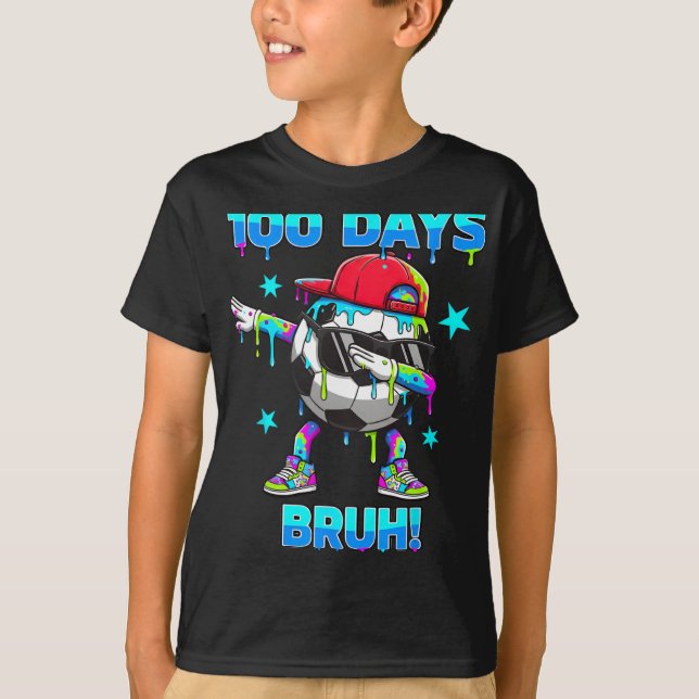 100 dagar Bruh ungdomspojkar fotboll Dabbing 100:e T Shirt (Framsida)