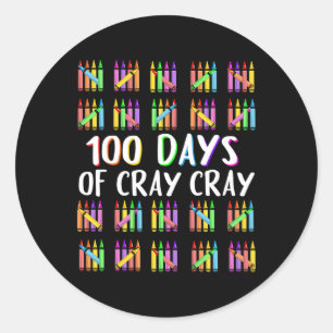 100 dagar Cray Kritor Lycklig 100 dagar i skolan Runt Klistermärke