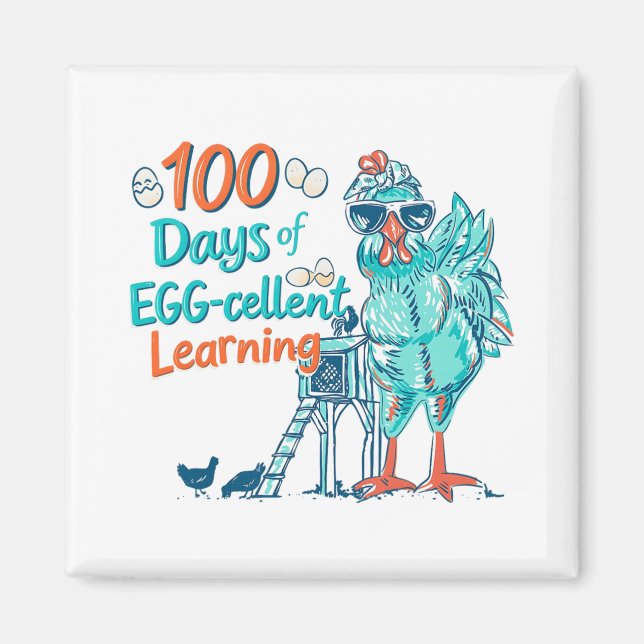 100 dagar Egg-stra smartare lärare Kids 100-årsdag Magnet (Framsidan)