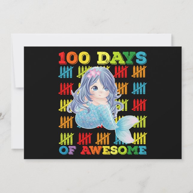 100 dagar Fantastisk Sjöjungfru 100 skoldag Inbjudningar (Framsida)