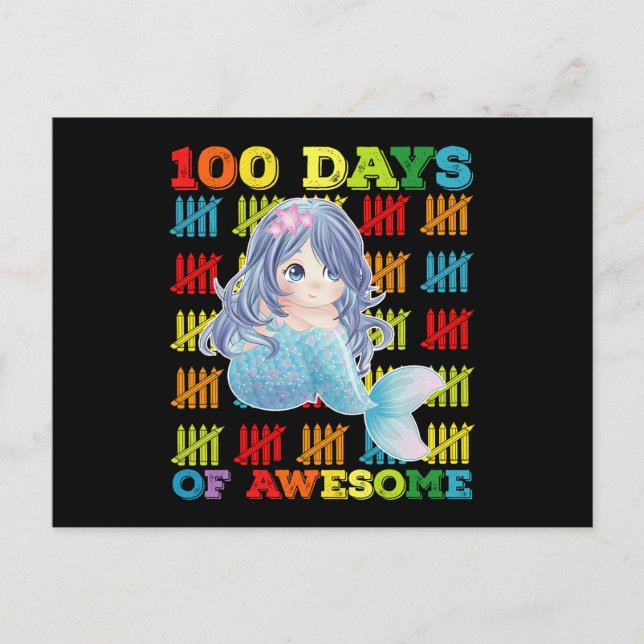 100 dagar Fantastisk Sjöjungfru 100 skoldag Vykort (Framsida)