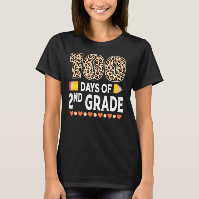100 dagar för andra Klass-läraren 100 Scho-dagen T Shirt (Framsida)