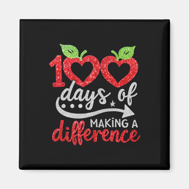 100 dagar för att göra skillnad Apple Heart Lärare Magnet (Framsidan)