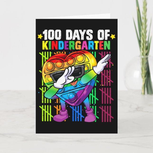 100 dagar för dagis Dabbing Färgglada Fidget T Kort (Framsida)