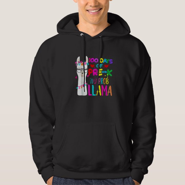 100 dagar för förskolelärare Inget Prob Lama Flick Hoodie (Framsida)