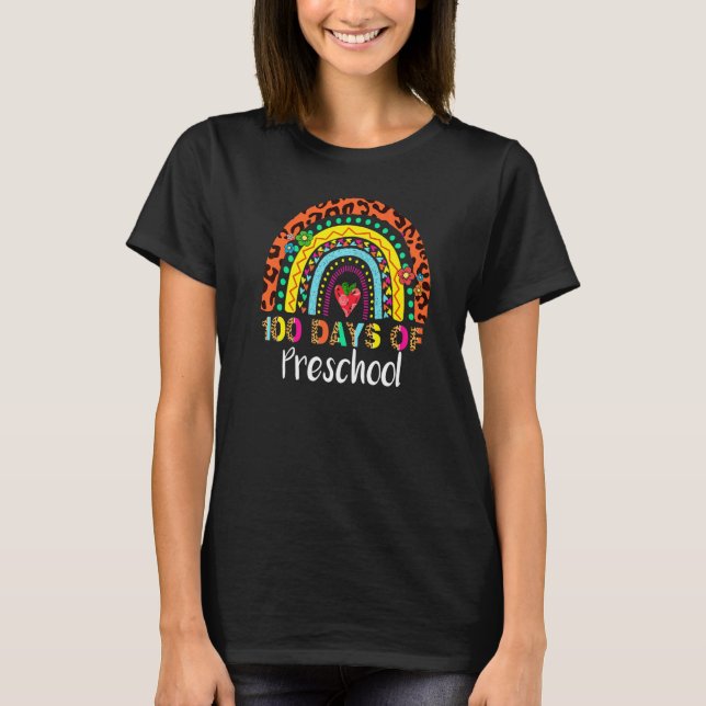 100 dagar för förskolelärare Kids Rainbow Leopa T Shirt (Framsida)