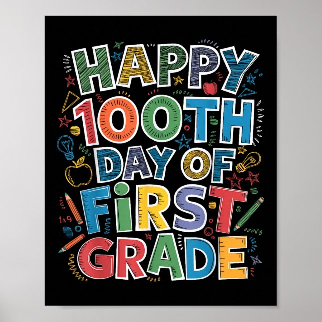 100 dagar för första 1:a Klass-lärarbarnen 100:e Poster (Framsidan)