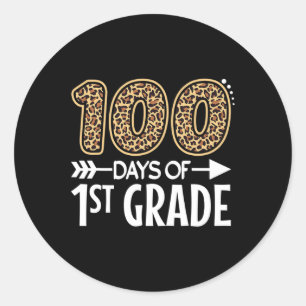 100 dagar för första Klass-läraren Student 100 dag Runt Klistermärke