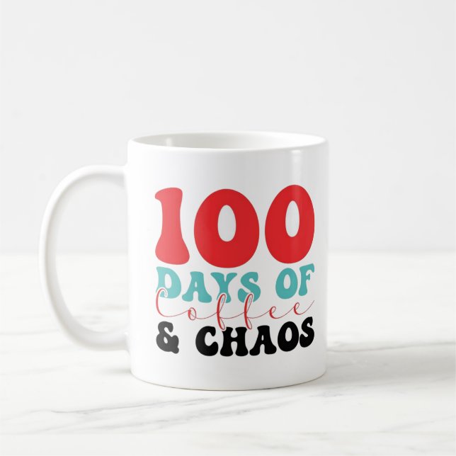 100 dagar för kaffe och kaos 2025 kaffemugg (Vänster)