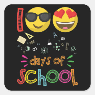 100 dagar för Kindergarten Lärare Emoji Fyrkantigt Klistermärke