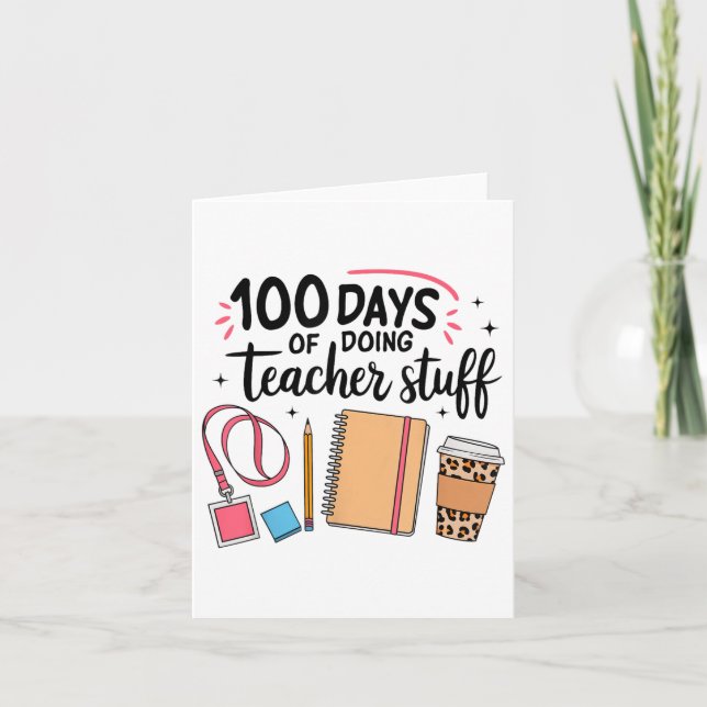 100 dagar för lärare i Saker Lycklig 100 dagar Kort (Framsida)
