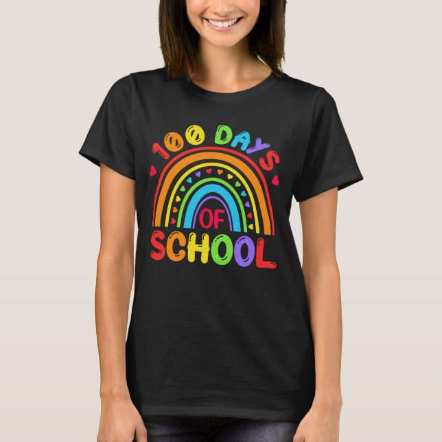 100 dagar för lärare i skolcute Rainbow Student T Shirt (Framsida)