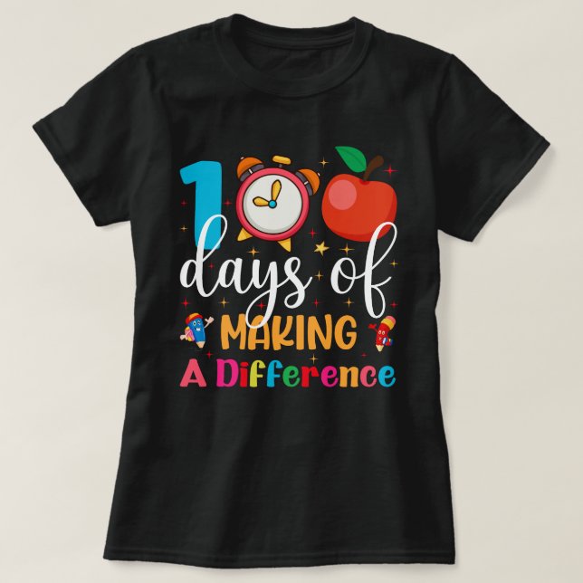 100 dagar för Skapar av skillnad i skolan T Shirt (Design framsida)