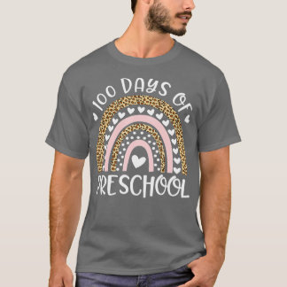 100 dagar för skola för Preschool Teacher Rainbow  T Shirt