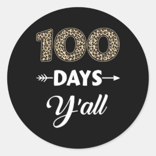 100 dagar för skola Y'all i 100 dagar med leopar Runt Klistermärke