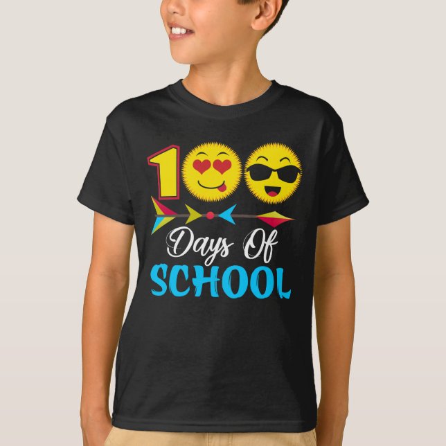 100 dagar för skolan Emoji Shirt T Shirt (Framsida)