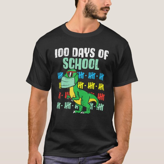 100 dagar för skolan T Rex Dino i maskkarantän B Shirt (Framsida)