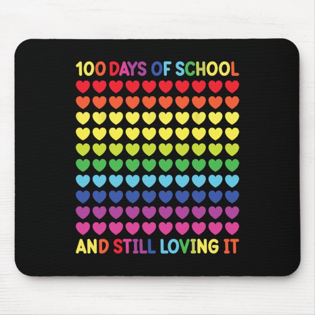 100 dagar för skolCute Heart-lärare och -barn Musmatta (Framsidan)