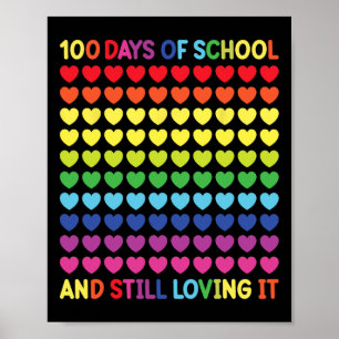 100 dagar för skolCute Heart-lärare och -barn Poster