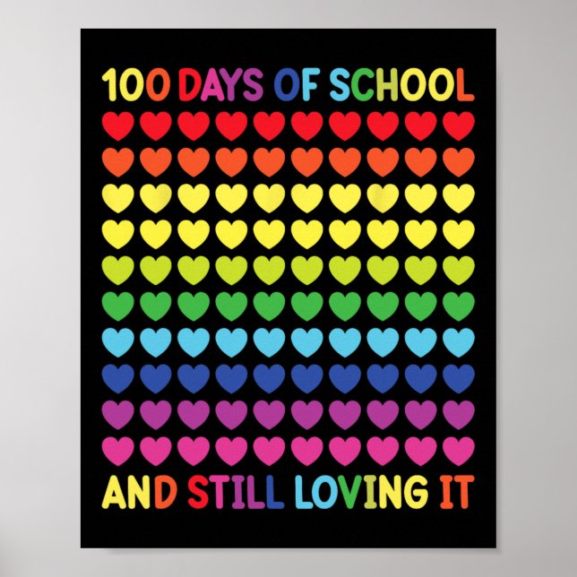 100 dagar för skolCute Heart-lärare och -barn Poster (Framsidan)