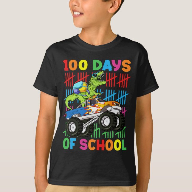 100 dagar för skoldoktor Monster Lastbil Kids T Shirt (Framsida)