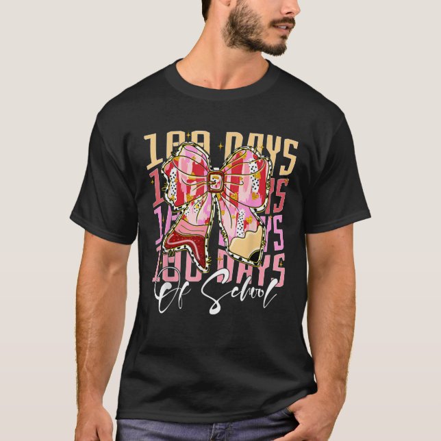 100 dagar för skolflickor Coquette Bow 100 dagar T Shirt (Framsida)