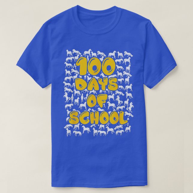 100 dagar för skolhästen mustang mascot t shirt (Design framsida)