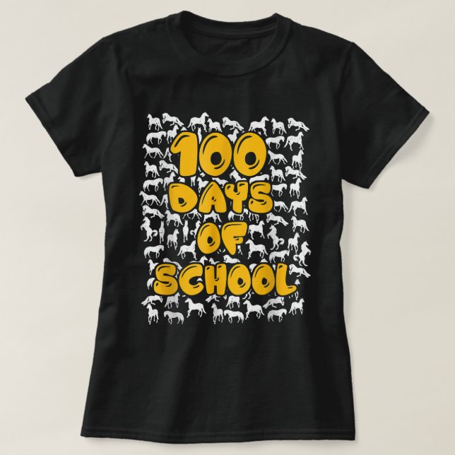 100 dagar för skolhästen mustang mascot T-Shirt (Design framsida)