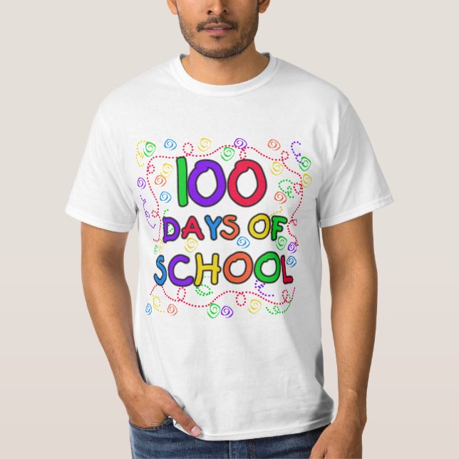 100 dagar för skolkonfetti-skjortor och -gåvor tee (Framsida)