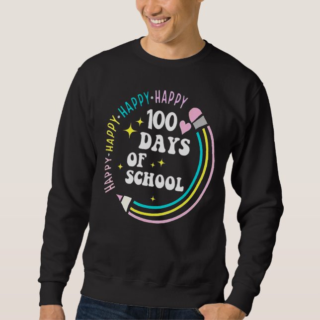 100 dagar för skollärarbarn i lycklig lång ärmad tröja (Framsida)