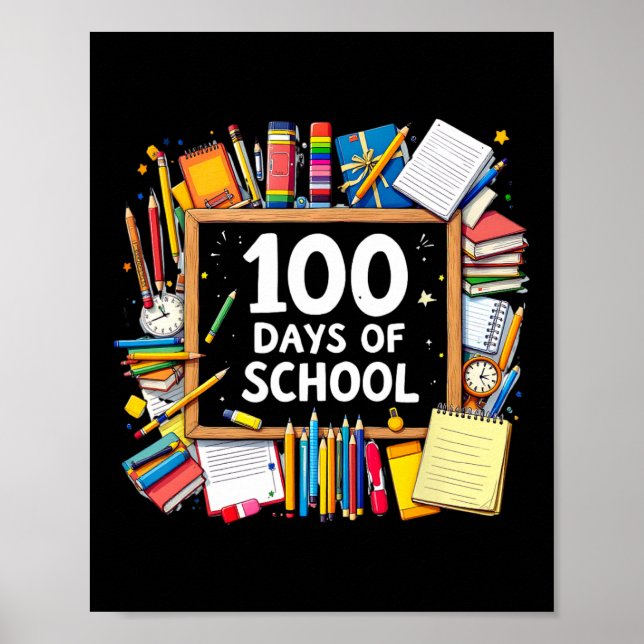 100 dagar för skollärare Kids Lycklig 100 dagar Sm Poster (Framsidan)