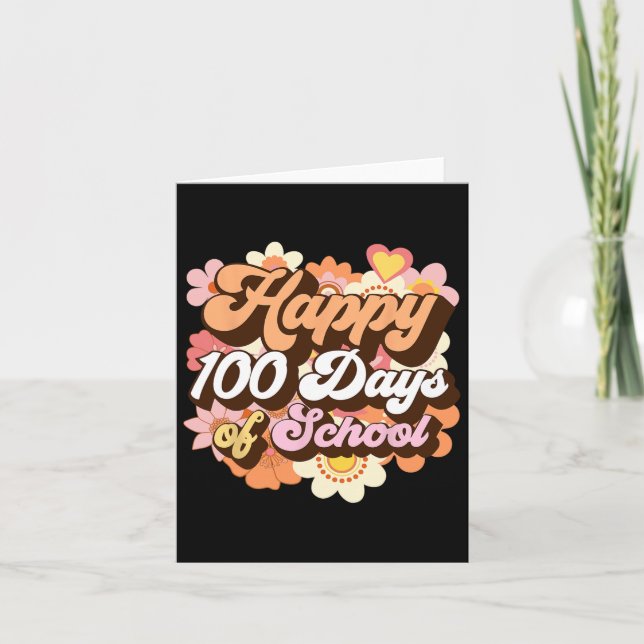 100 dagar för skollärare Kids Retro Lycklig 100 da Kort (Framsida)