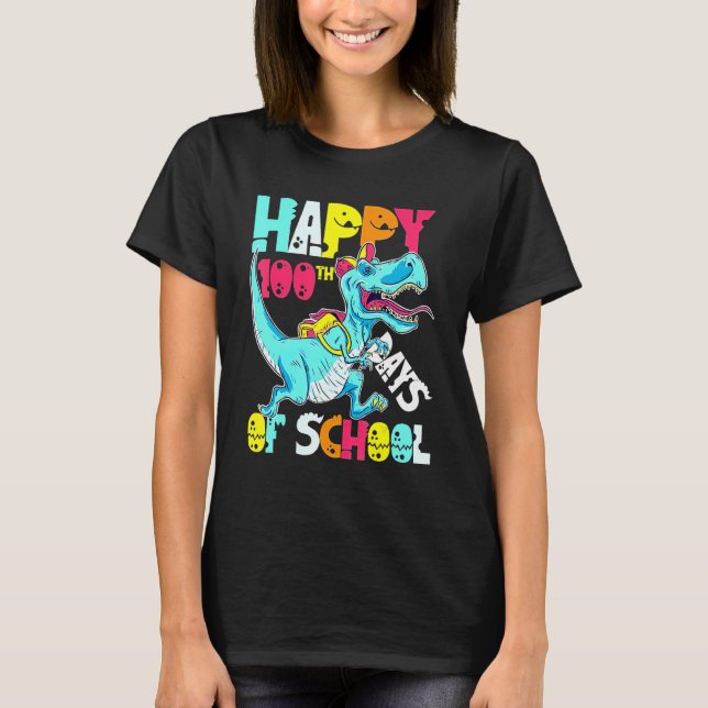 100 dagar för skollärare och Student Trex Dinosa T Shirt (Framsida)