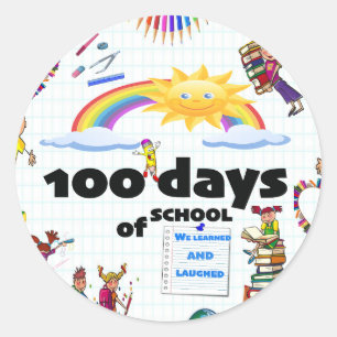 100 dagar för skolledighet: runt klistermärke