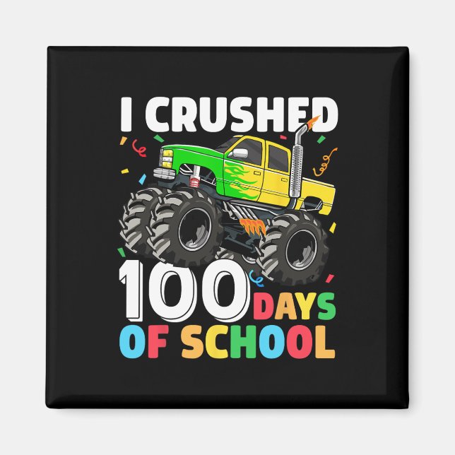 100 dagar för skolmonster Lastbil 100 Scho-dagen Magnet (Framsidan)