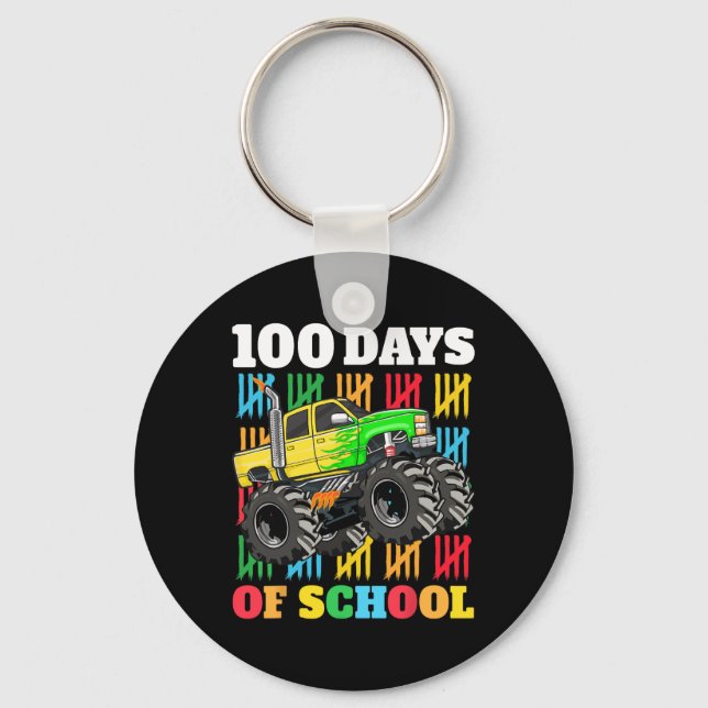 100 dagar för skolmonster Lastbil 100 Scho-dagen Nyckelring (Framsida)