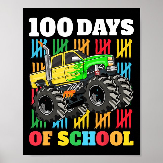 100 dagar för skolmonster Lastbil 100 Scho-dagen Poster (Framsidan)