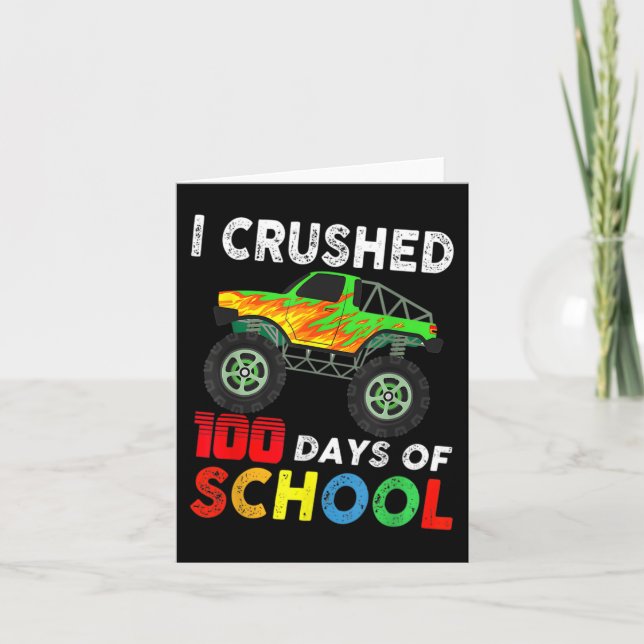 100 dagar för skolpojkar, monster Lastbilar Kort (Framsida)