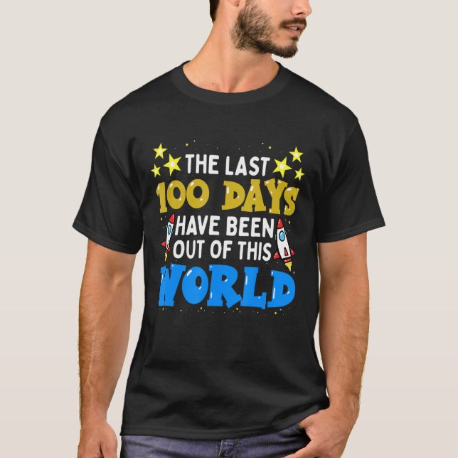 100 dagar för skolpojkar Rymden Astronaut Sten T Shirt (Framsida)