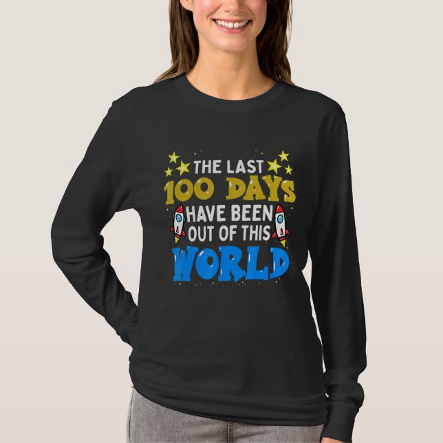 100 dagar för skolpojkar Rymden Astronaut Sten T Shirt (Framsida)