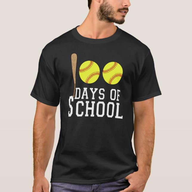 100 dagar för skolsoftbolllärare eller Student 1 T Shirt (Framsida)