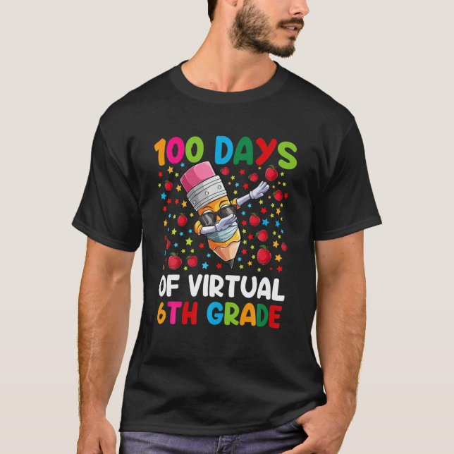 100 dagar för Virtuella 6e-Klass-lärare eller Stud T Shirt (Framsida)