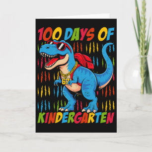 100 dagar förskola Trex dinosaurie barn pojkar S Kort