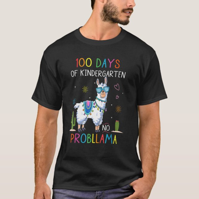 100 dagar förskolor Inget Probllama Rolig lama  T Shirt (Framsida)