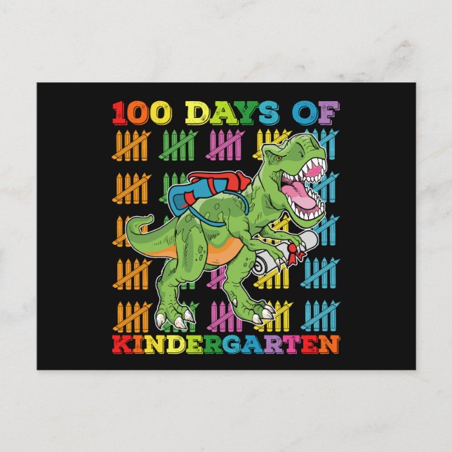 100 dagar förskolor T Rex Dinosaurie Skola Vykort (Framsida)