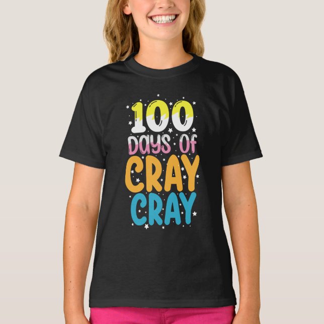 100 dagar galen 100:e skoldagen lärare t shirt (Framsida)