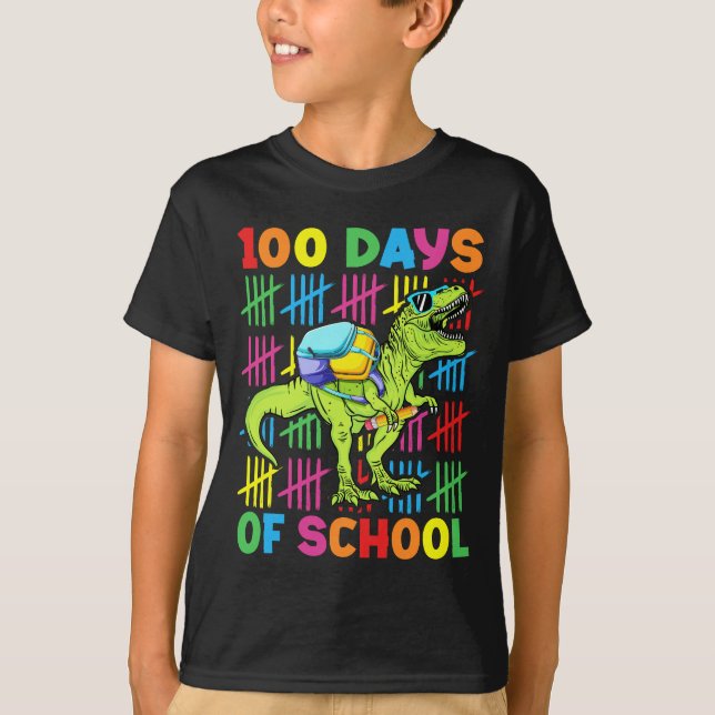 100 dagar gamla inosaur-pojkar i skolan 100 dagar t shirt (Framsida)