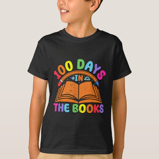 100 dagar i 100 dagar i Bokar Reading Teacher T Shirt (Framsida)