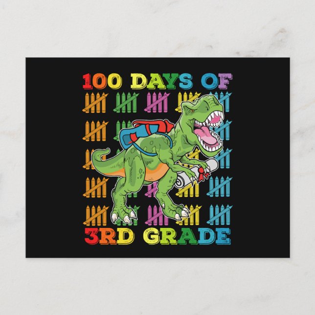 100 dagar i 3:e klass T Rex Dinosaurieskola Vykort (Framsida)