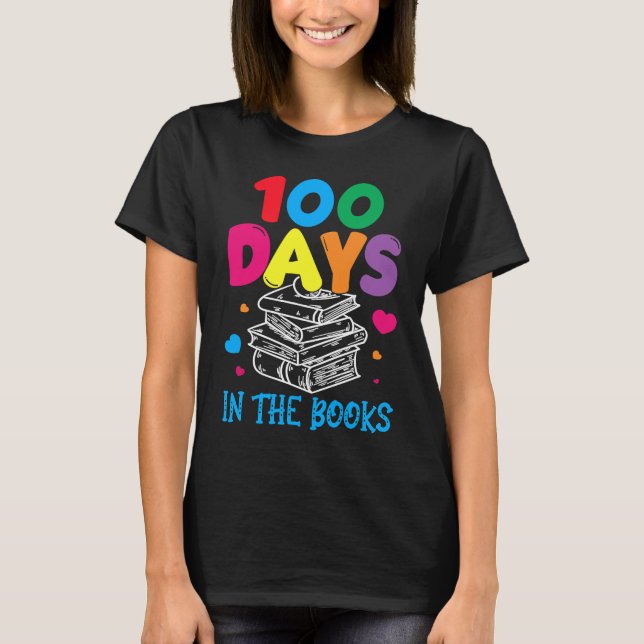 100 dagar i böckerna  Bok  engelsk läsning lärar T Shirt (Framsida)